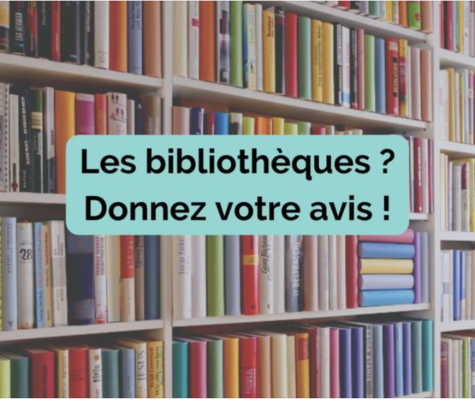 Bibliothèque de livres en fond avec du texte en avant plan