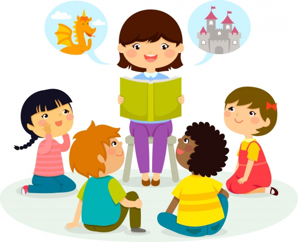Une personne raconte des histoires aux enfants