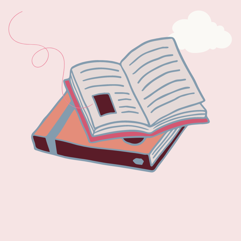 Illustration représentant des livres et des nuages pour évoquer le plaisir de lire et l'évasion