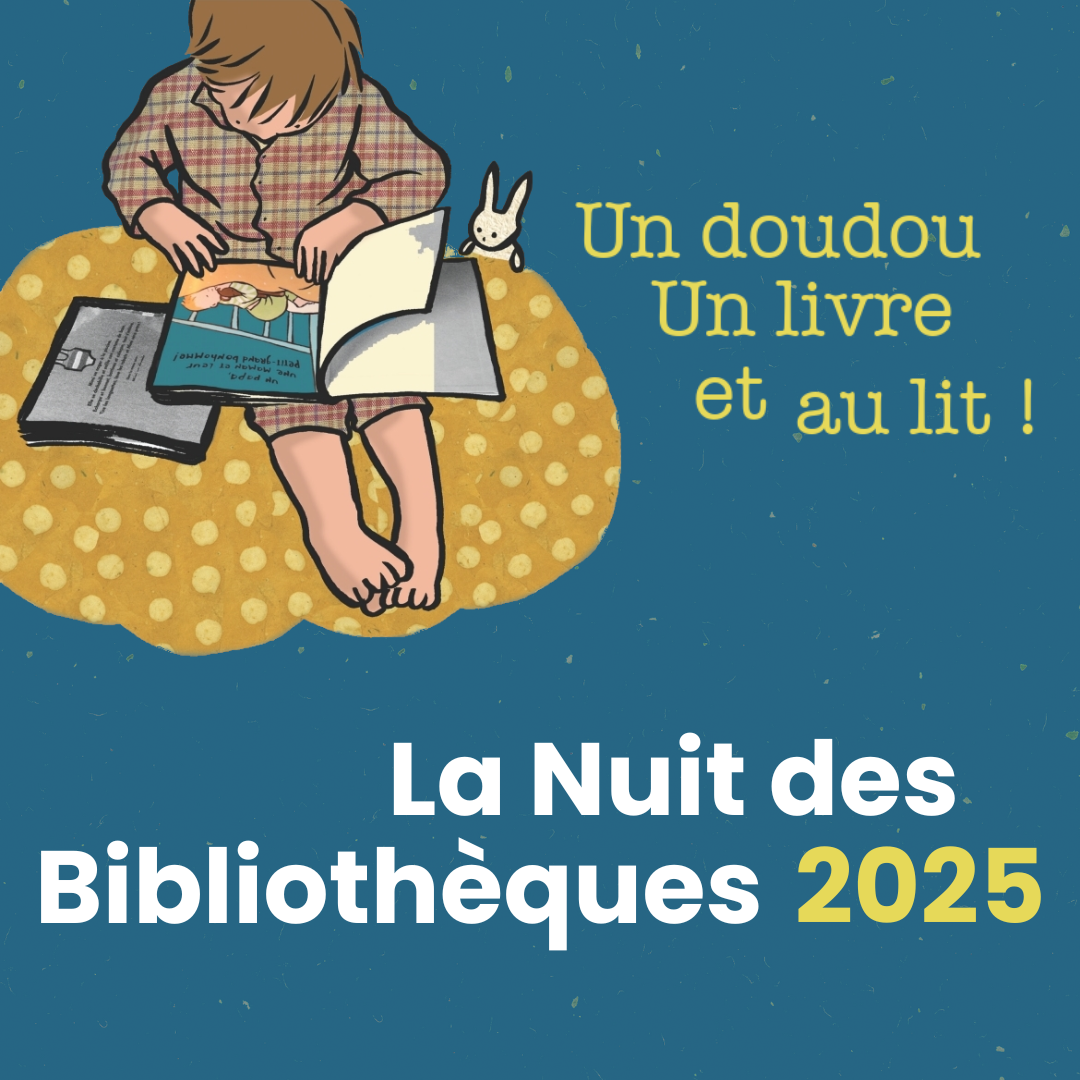 Enfant qui lit un album avec un doudou