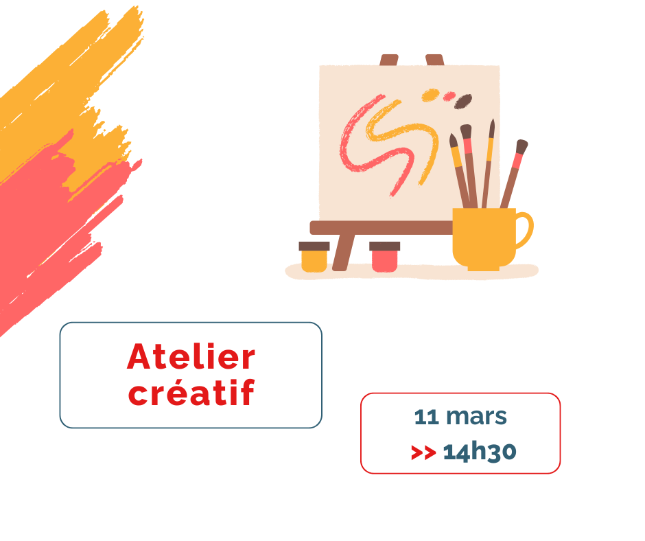 affiche avec traits de pinceau, tableau et pinceaux
