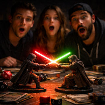 Trois rolistes jouant à Star Wars.