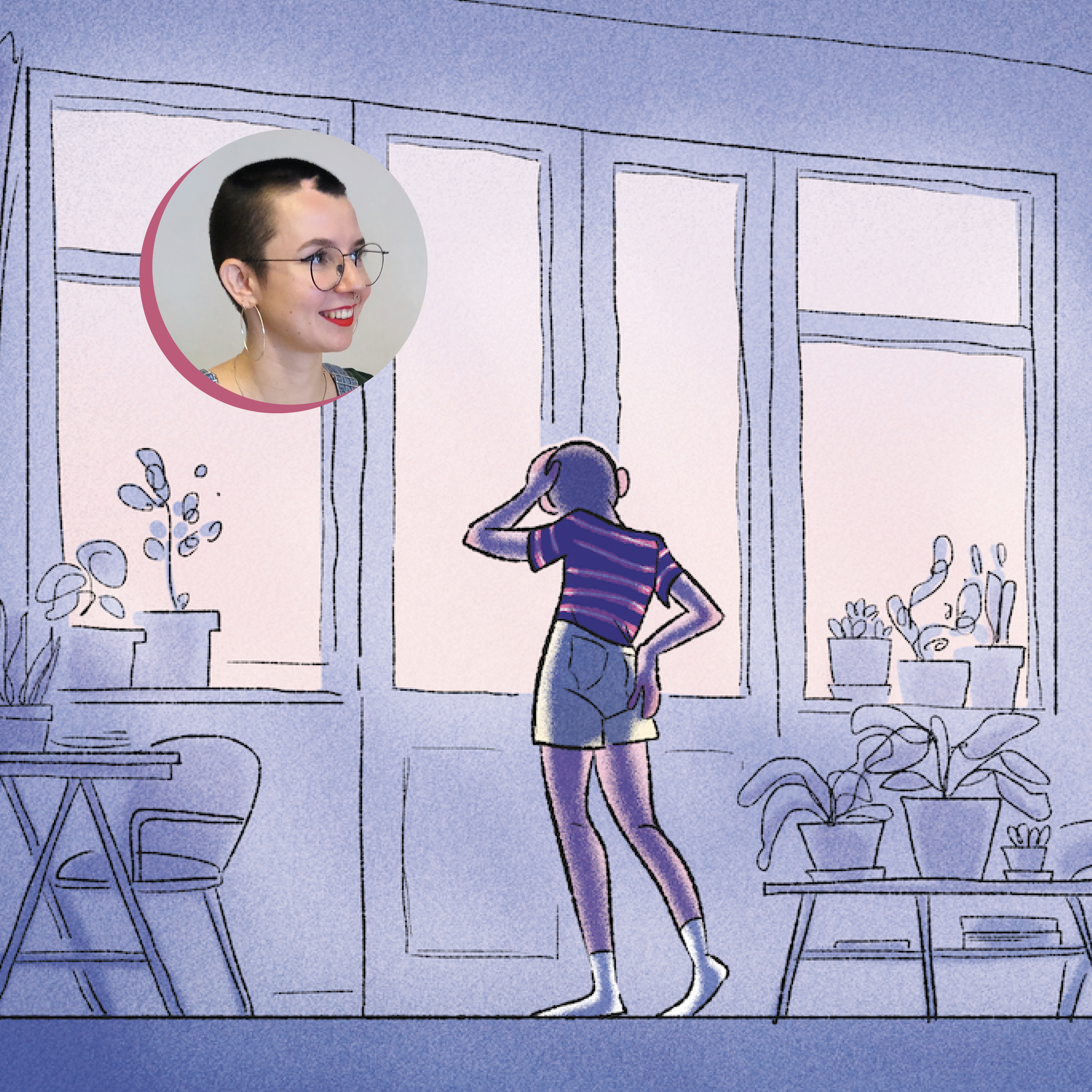 femme devant fenêtres
