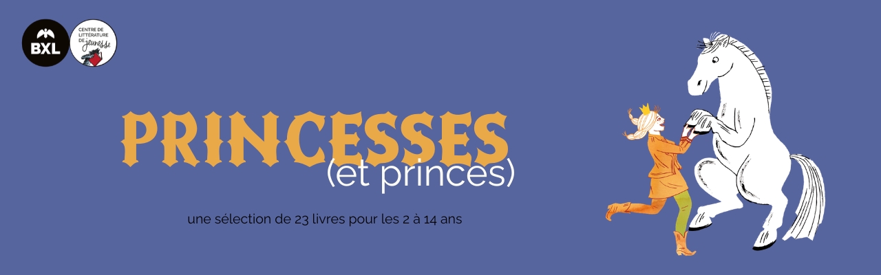Couverture présentant le titre "Princesses (et princes) et un dessin d'une princesse dansant avec un cheval debout sur 2 pattes issu de l'album Pour le meilleur et pour les rires par Marie Colot et Françoise Rogier aux éditions A pas de loups