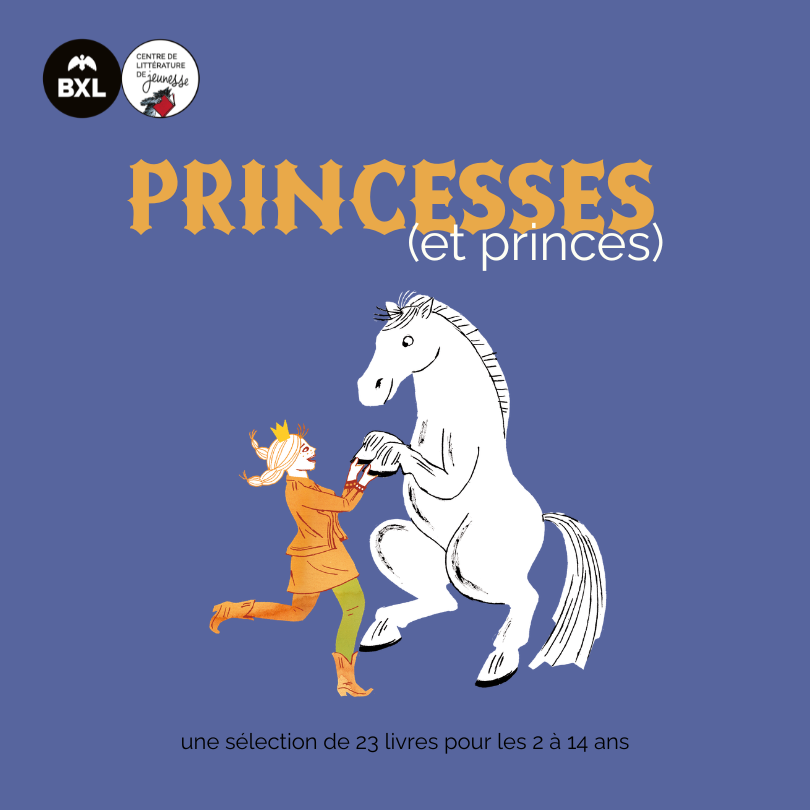 Couverture présentant le titre "Princesses (et princes) et un dessin d'une princesse dansant avec un cheval debout sur 2 pattes issu de l'album Pour le meilleur et pour les rires par Marie Colot et Françoise Rogier aux éditions A pas de loups