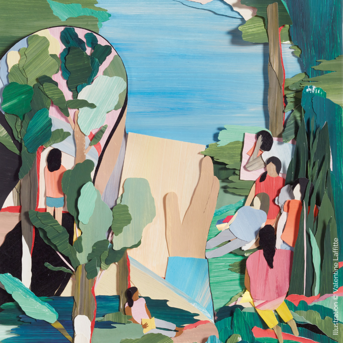 Illustration de l'affiche de Lire dans les parcs réalisée par Valentine Laffitte